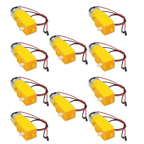 10PCS DC Electric TT Prewired Gear Motor Wheel Kit 3-6V Dual Shaft Geared TT Gearbox Engine with 69mm Plastic Car Tire Wheel (Double 1:120) in Saudi Arabia