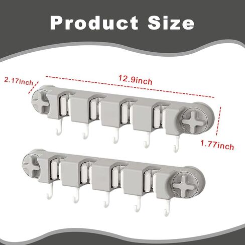 Suction Cup Mop & Broom Holder – No Drill Wall Mount with 4 Slots & 5 Hooks Heavy Duty Tool Organizer for RV Camper Bathroom & Garage in Saudi Arabia