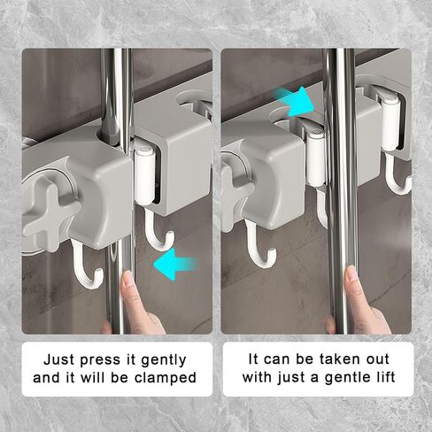 Suction Cup Mop & Broom Holder – No Drill Wall Mount with 4 Slots & 5 Hooks Heavy Duty Tool Organizer for RV Camper Bathroom & Garage in Saudi Arabia