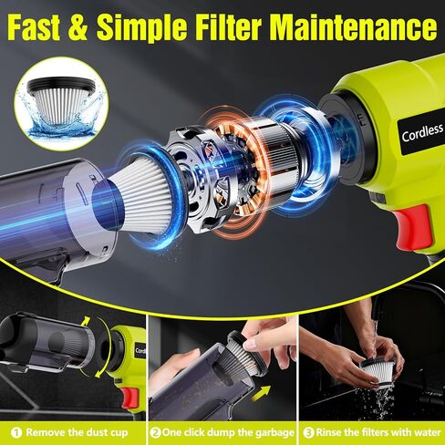 3 in 1 Handheld Vacuum Cordless Compatible with Ryobi 18V Battery, Wet&Dry Car Vacuum Portable Cordless with 22000Pa Blowing Function for Garage, Offices and Pet Messes (Tool Only) in Saudi Arabia