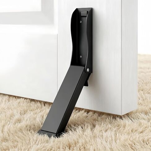 Foldable Kickdown Door Stopper Heavy Duty Tall Door Stop Kick Down Holder for Bottom of Door, Wall Protector for Gaps Under 10cm, No Bending Operation, Black (1 Pack) in Saudi Arabia