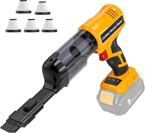 مكنسة كهربائية لاسلكية من Adisipsoarin لبطارية Dewalt 20V، مكنسة كهربائية محمولة مع شفط قوي 105AW، مكنسة كهربائية محمولة للأرضيات والسجاد والسيارة والمنزل (البطارية غير متضمنة) in Kuwait