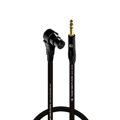 كابل COLUBER ذو الزاوية اليمنى XLR أنثى إلى 1/4 بوصة TRS ذكر - 1.5 قدم - أسود - موصل ميكروفون احترافي ثلاثي السنون لمكبرات الصوت التي تعمل بالطاقة أو واجهة الصوت أو الخلاط للأداء المباشر والتسجيل in Kuwait