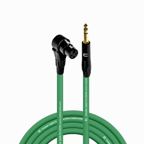 COLUBER CABLE Right Angle XLR Female to 1/4" TRS Male - 1.5 Feet - Black - Pro 3-Pin Microphone Connector for Powered Speakers, Audio Interface or Mixer for Live Performance & Recording in Kuwait