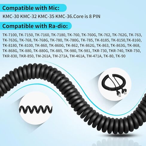 5-Pack KMC-30 KMC-32 Microphone Mic Cable Cord Wire RJ-45 8 Pin to 8 Pin for Kenwood KMC-35 TK-7100 TK-760 TK-768 TK-762G TK-780G M-261A TM-271A Radi Handheld Microphone in Saudi Arabia