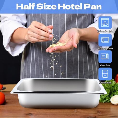 4 Pack Hotel Pans, 1/2 Size 2.5 Inch Deep Stainless Steel Steam Table Pan, Half Size Catering Food Pans, Catering Food Storage Metal Pan for Home Party Hotel Buffet Restaurant in Saudi Arabia
