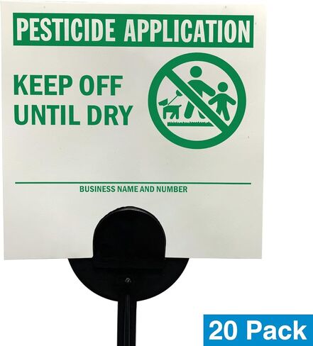 SmartSign (20 حزمة) تطبيق المبيدات الحشرية يُحفظ حتى يجف، لافتة مع أوتاد، كتابة، بلاستيك HDPE بسمك 16 مل أخضر/أبيض، لافتات 4 × 4 بوصة مع مجموعة أوتاد 16 بوصة، مقاومة للتمزق، صنع في الولايات المتحدة الأمريكية in Kuwait