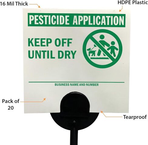 SmartSign (20 حزمة) تطبيق المبيدات الحشرية يُحفظ حتى يجف، لافتة مع أوتاد، كتابة، بلاستيك HDPE بسمك 16 مل أخضر/أبيض، لافتات 4 × 4 بوصة مع مجموعة أوتاد 16 بوصة، مقاومة للتمزق، صنع في الولايات المتحدة الأمريكية in Kuwait