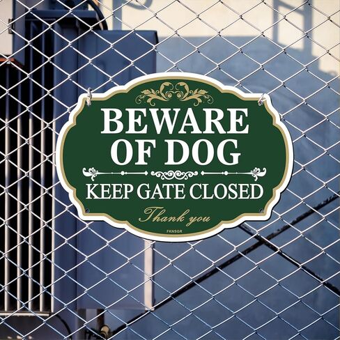 احذر من الكلب، لافتة إبقاء البوابة مغلقة، 2 قطعة، 10 × 7 بوصة علامة ملكية خاصة من الألومنيوم خالية من الصدأ للفناء، محمية من الأشعة فوق البنفسجية، مقاومة للبهتان in Kuwait