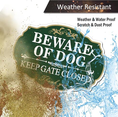احذر من الكلب، لافتة إبقاء البوابة مغلقة، 2 قطعة، 10 × 7 بوصة علامة ملكية خاصة من الألومنيوم خالية من الصدأ للفناء، محمية من الأشعة فوق البنفسجية، مقاومة للبهتان in Kuwait