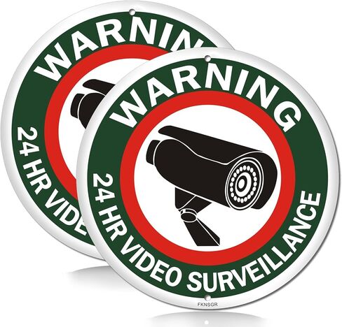 لافتة مراقبة فيديو تحذيرية على مدار 24 ساعة، عبوتان، 10 × 10 بوصة، خالية من الصدأ .040 ألومنيوم ممنوع الوقوف، محمية من الأشعة فوق البنفسجية، مقاومة للبهتان in Kuwait