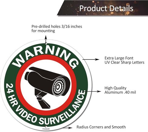 لافتة مراقبة فيديو تحذيرية على مدار 24 ساعة، عبوتان، 10 × 10 بوصة، خالية من الصدأ .040 ألومنيوم ممنوع الوقوف، محمية من الأشعة فوق البنفسجية، مقاومة للبهتان in Kuwait