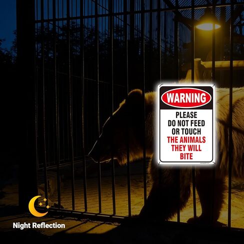 (2 Pack) Do Not Feed The Animals Sign, Do Not Touch The Animals They Will Bite Sign, 10" x 7" Rust Free Reflective Aluminum Petting Zoo Signs, Fade/Weather Resistant, UV Protected, Easy to Install in Saudi Arabia