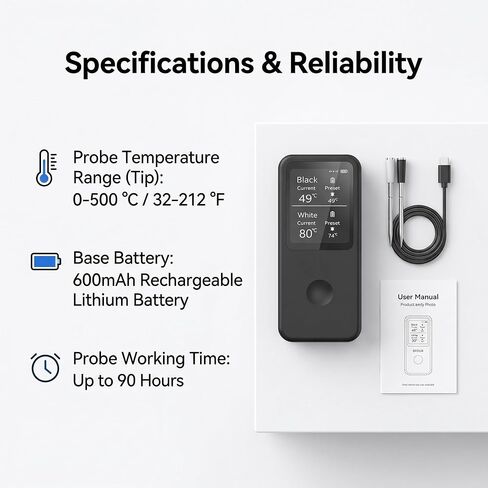 Berrcom 2.4 Inch Wireless Meat Thermometer with Dual Probes, Bluetooth Meat Thermometer with 500FT Range, 400°C Heat-Resistant Probe, Smart App with 12 Presets for Grilling BBQ Oven Smoker in Kuwait