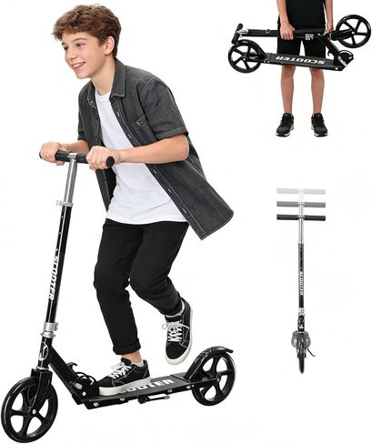 Scooter for Age 6+, Folding Kick Scooters for Kids 8-12,Teens, Adults up to 250Lbs,3 Adjustable Heights, Rear Brake, Wide Antislip Deck, Lightweight Scooter for Boys Girls in Saudi Arabia