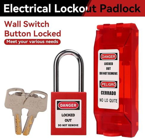 Lockout Tagout with Universal Wall Switch Cover, Red Lockout Switch Cover Plate Lockout Tagout Locks with Engineering Plastic Wall Switch Cover for Electrical Switch in Saudi Arabia