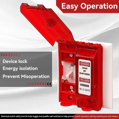 Lockout Tagout with Universal Wall Switch Cover, Red Lockout Switch Cover Plate Lockout Tagout Locks with Engineering Plastic Wall Switch Cover for Electrical Switch in Saudi Arabia