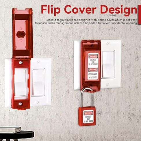 Lockout Tagout with Universal Wall Switch Cover, Red Lockout Switch Cover Plate Lockout Tagout Locks with Engineering Plastic Wall Switch Cover for Electrical Switch in Saudi Arabia
