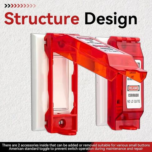 Lockout Tagout with Universal Wall Switch Cover, Red Lockout Switch Cover Plate Lockout Tagout Locks with Engineering Plastic Wall Switch Cover for Electrical Switch in Saudi Arabia