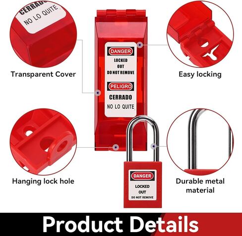 Lockout Tagout with Universal Wall Switch Cover, Red Lockout Switch Cover Plate Lockout Tagout Locks with Engineering Plastic Wall Switch Cover for Electrical Switch in Saudi Arabia
