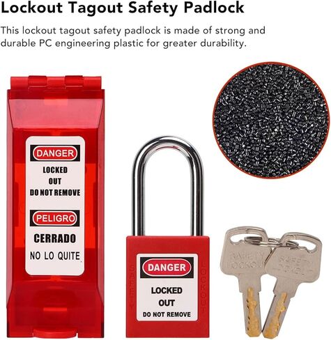 Lockout Tagout with Universal Wall Switch Cover, Red Lockout Switch Cover Plate Lockout Tagout Locks with Engineering Plastic Wall Switch Cover for Electrical Switch in Saudi Arabia