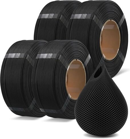 OVERTURE PLA Filament Refill 1.75mm 3D Printer Filament, 1kg (2.2lb) Refilament for Bambu Lab Reusable Spool, Accuracy +/- 0.02 mm, Fit Most FDM 3D Printers (Black) in Saudi Arabia