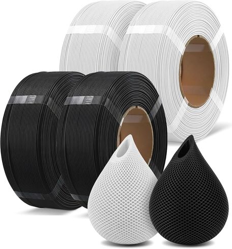 OVERTURE PLA Filament Refill 1.75mm 3D Printer Filament, 1kg (2.2lb) Refilament for Bambu Lab Reusable Spool, Accuracy +/- 0.02 mm, Fit Most FDM 3D Printers (Black) in Saudi Arabia