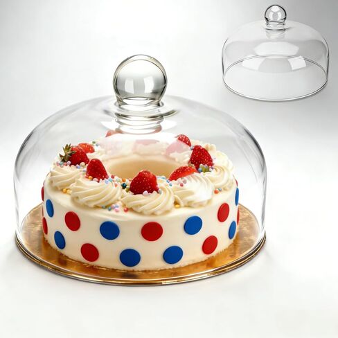10 Inch Glass Cake Dome,Thickened Clear Round Glass Cake Stand Cover,Round Cloche Glass Dome for Dessert Plates Display and Protection (1, Transparent, 10 Inch) in Saudi Arabia