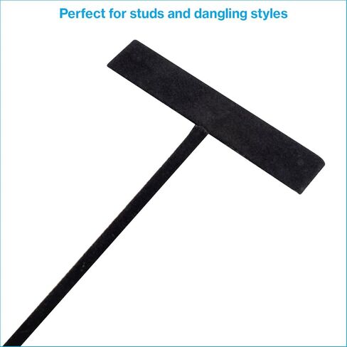 SSWBasics Black Velvet Earring T-Bar Display- Black Velvet Earring Display Stands - T-Bar Earring Stand Display for Retail - Elegant Jewelry Organizer Earring Display Stand for Professional Store in Saudi Arabia