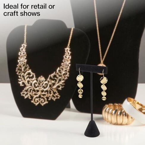 SSWBasics Black Velvet Earring T-Bar Display- Black Velvet Earring Display Stands - T-Bar Earring Stand Display for Retail - Elegant Jewelry Organizer Earring Display Stand for Professional Store in Saudi Arabia