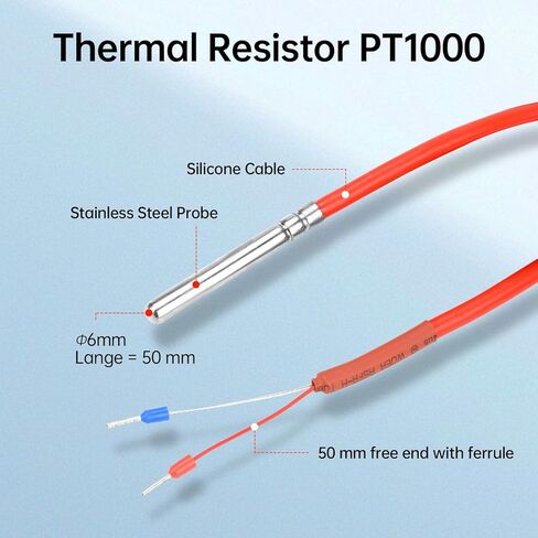 Diymore 2PCS 3M PT1000 Thermal Resistor,3M Silicone Cable,Stainless Steel Probe, -122℉~356℉ Temperature Sensor, High-Precision Platinum Resistance Thermometer for Industrial and Laboratory Measurement in Saudi Arabia