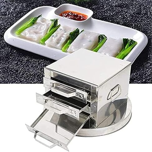 3-Layer Stainless Steel Steamed Rice Roll Machine – Steamer Drawer Maker with 4 Non-Stick Steaming Trays for Commercial & Home Use in Saudi Arabia