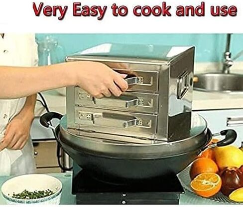 3-Layer Stainless Steel Steamed Rice Roll Machine – Steamer Drawer Maker with 4 Non-Stick Steaming Trays for Commercial & Home Use in Saudi Arabia