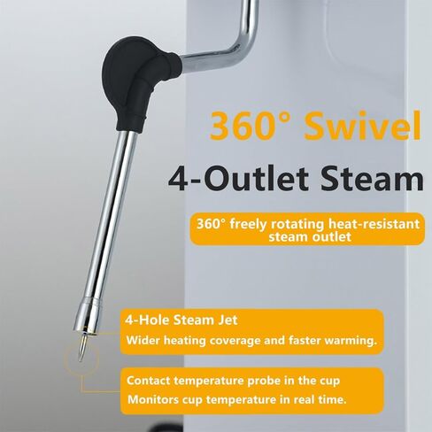 Automatic Milk Frother and Steamer, 2500W Electric Milk Frother and Steamer, Steam Boiling Hot Water Dispenser, 5-Temp Presets, Single 360° Steam Wands, 6l Stainless Steel Tank, LED Display in Saudi Arabia
