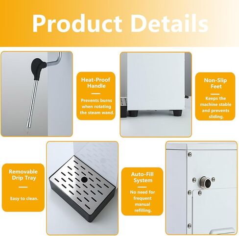 Automatic Milk Frother and Steamer, 2500W Electric Milk Frother and Steamer, Steam Boiling Hot Water Dispenser, 5-Temp Presets, Single 360° Steam Wands, 6l Stainless Steel Tank, LED Display in Saudi Arabia