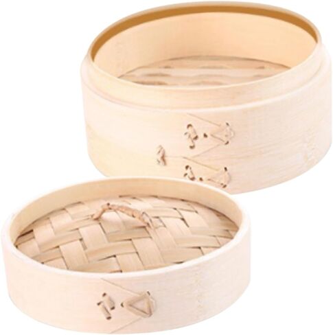 Bamboo Steamer Set of 2 Round Dumpling Steamer Basket with Lid Kitchen Cooking Tool for Baozi and Dumplings Food-Grade Bamboo for Home Cooking in Saudi Arabia