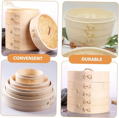 Bamboo Steamer Set of 2 Round Dumpling Steamer Basket with Lid Kitchen Cooking Tool for Baozi and Dumplings Food-Grade Bamboo for Home Cooking in Saudi Arabia