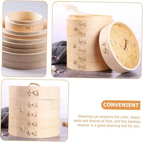 Bamboo Steamer Set of 2 Round Dumpling Steamer Basket with Lid Kitchen Cooking Tool for Baozi and Dumplings Food-Grade Bamboo for Home Cooking in Saudi Arabia
