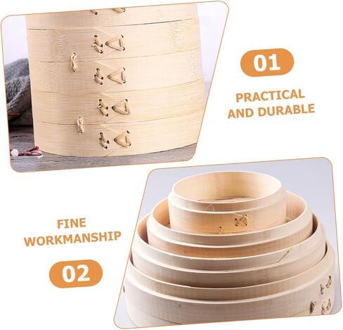 Bamboo Steamer Set of 2 Round Dumpling Steamer Basket with Lid Kitchen Cooking Tool for Baozi and Dumplings Food-Grade Bamboo for Home Cooking in Saudi Arabia