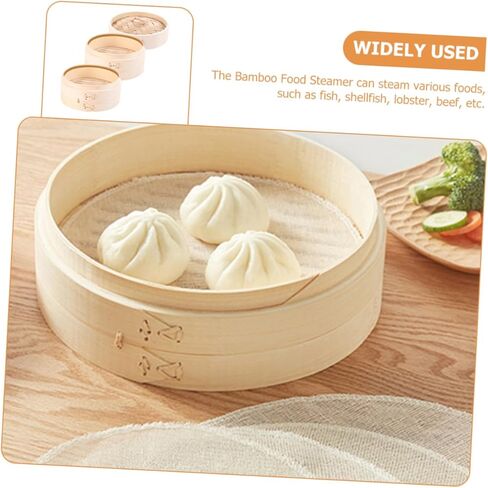 Bamboo Steamer Set of 2 Round Dumpling Steamer Basket with Lid Kitchen Cooking Tool for Baozi and Dumplings Food-Grade Bamboo for Home Cooking in Saudi Arabia