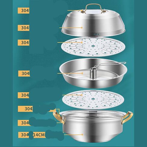 وعاء بخار/وعاء ساخن 304 من الفولاذ المقاوم للصدأ التجاري للمأكولات البحرية، وعاء بخار تجاري متعدد الوظائف (الحجم: 34 سم) in Kuwait