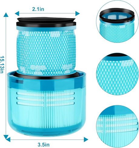 2 Pack Filter Replacement for Dyson V15 Detect, V15 Detect Absolute, V15 Submarine, V15 Detect, V11 Animal Vacuum Cleaner,Replaces Part No. 970013-02 in Saudi Arabia