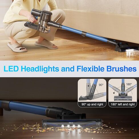 Zefiro Cordless Vacuum Cleaner for Home,450W /40Kpa 50Mins Stick Vacuum,Anti-Tangle 1.5L Dust Cup, Rechargeable Wireless Handheld Vacuum for Pet Hair/Carpet/Floor in Saudi Arabia
