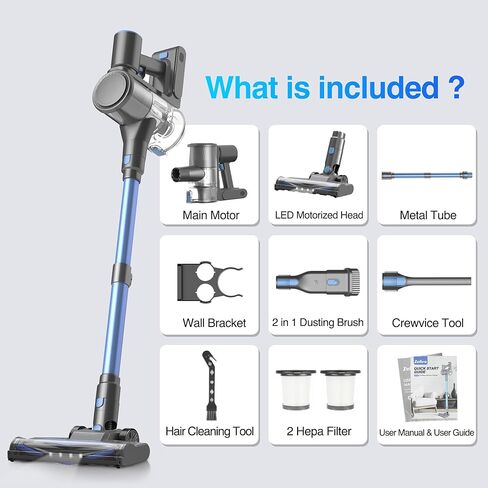 Zefiro Cordless Vacuum Cleaner for Home,450W /40Kpa 50Mins Stick Vacuum,Anti-Tangle 1.5L Dust Cup, Rechargeable Wireless Handheld Vacuum for Pet Hair/Carpet/Floor in Saudi Arabia