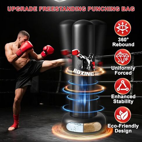 Freestanding Punching Bag for Adults,70" Heavy Boxing Bag with Gloves and Pump,Men Women Stand Kickboxing Bags,Upgraded Big Base Boxing Equipment Set for Training Fitness Home Gym in Kuwait