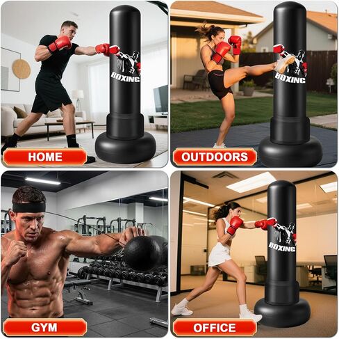 Freestanding Punching Bag for Adults,70" Heavy Boxing Bag with Gloves and Pump,Men Women Stand Kickboxing Bags,Upgraded Big Base Boxing Equipment Set for Training Fitness Home Gym in Kuwait