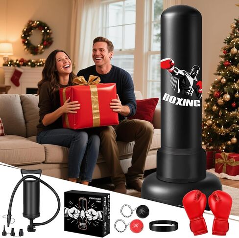 Freestanding Punching Bag for Adults,70" Heavy Boxing Bag with Gloves and Pump,Men Women Stand Kickboxing Bags,Upgraded Big Base Boxing Equipment Set for Training Fitness Home Gym in Kuwait