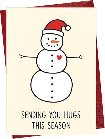 بطاقة عيد الميلاد لرجل الثلج من تشيرين مع ظرف - بطاقة تهنئة بعيد الميلاد المجيد للزوج والزوجة وهو وهي وخطيبها - بطاقات عيد الميلاد مقاس 5 × 7.2 بوصة in Kuwait