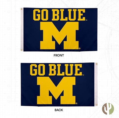Desert Cactus University of Michigan Flags Double Sided Wolverines UM U of M Banners 100% Polyester Indoor Outdoor 3x5 (Double Sided - Flag A) in Saudi Arabia