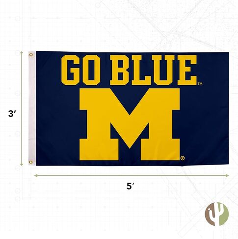 Desert Cactus University of Michigan Flags Double Sided Wolverines UM U of M Banners 100% Polyester Indoor Outdoor 3x5 (Double Sided - Flag A) in Saudi Arabia